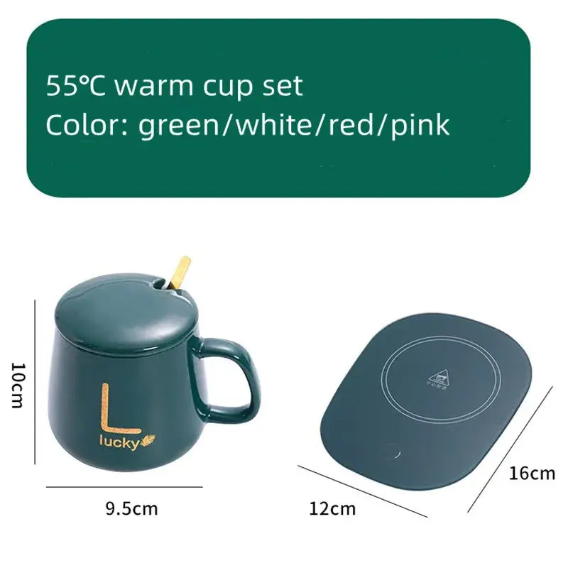 Coffee Cup Coaster Set 55 Degree Temperature Keeping Automatic Heating Ceramic Mug