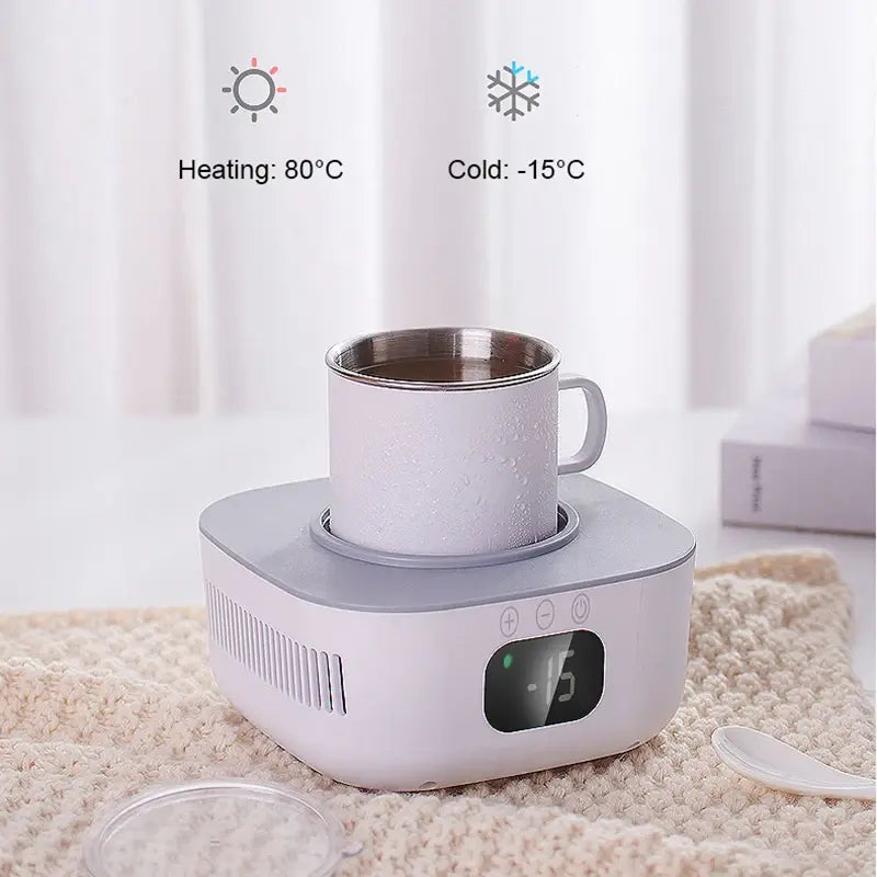 2 in 1 Cooler Cup Mug Heater Beer Bottle Can Soda Drinks Cooling Mug Beverage Cooler Smart Thermostatic Coaster Cup 220V