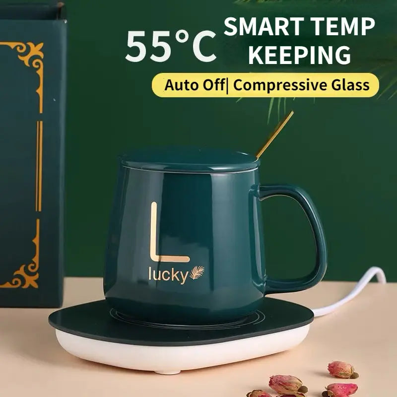 Coffee Cup Coaster Set 55 Degree Temperature Keeping Automatic Heating Ceramic Mug
